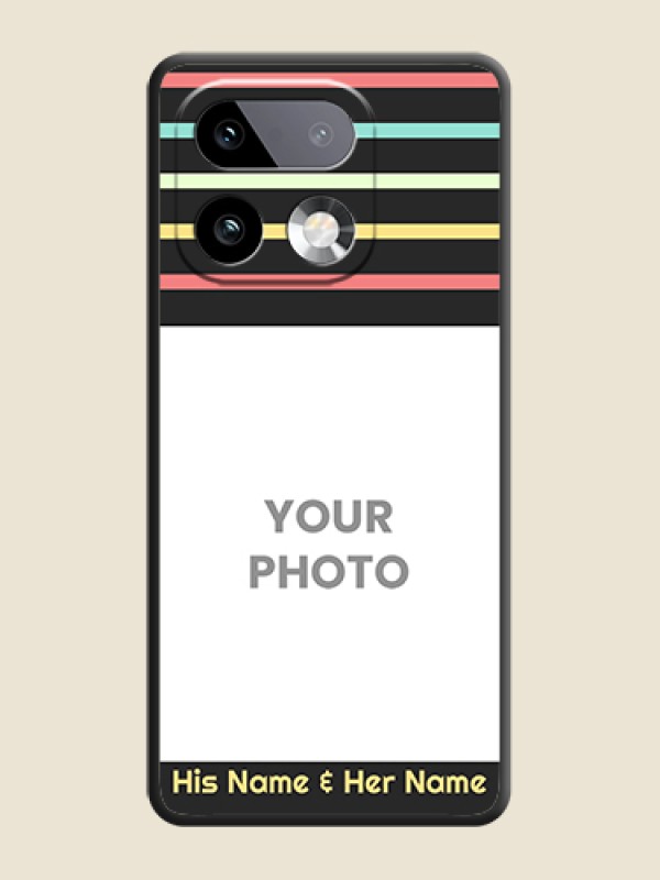 Custom Color Stripes with Photo and Text on Photo On Space Black Custom Soft Matte Mobile Back Cover - Realme 16 Pro Plus 5G - alternate view