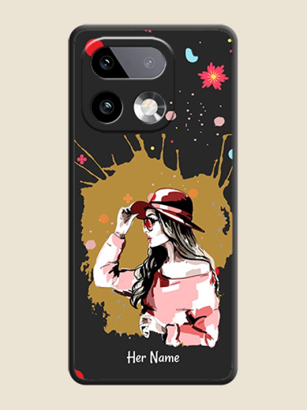 Custom Mordern Lady With Color Splash Background With Custom Text On Space Black Custom Soft Matte Mobile Back Cover - Realme 16 Pro Plus 5G - alternate view