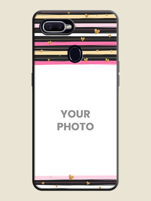 Custom Multicolor Lines and Golden Love Symbols Design - Photo on Space Black Soft Matte Mobile Cover - Realme 2 Pro - alternate view