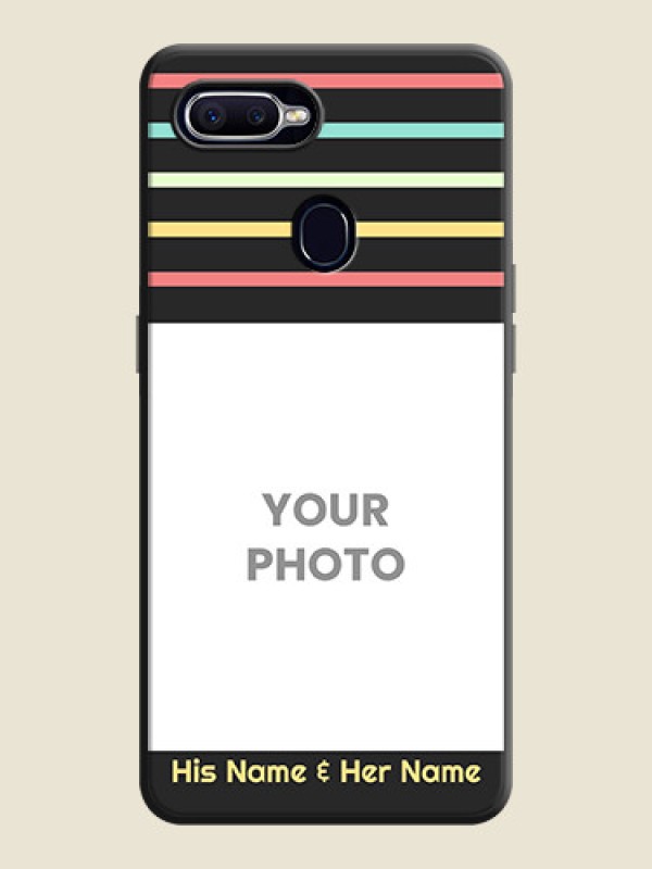 Custom Color Stripes with Photo and Text - Photo on Space Black Soft Matte Mobile Case - Realme 2 Pro - alternate view