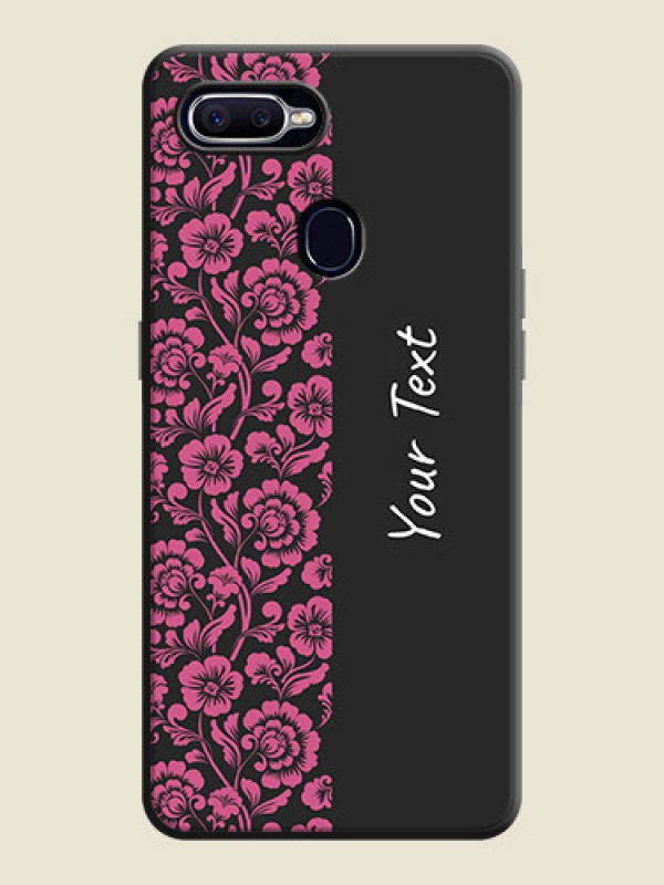 Custom Pink Floral Pattern Design With Custom Text On Space Black Personalized Soft Matte Phone Covers -Realme 2 Pro - alternate view