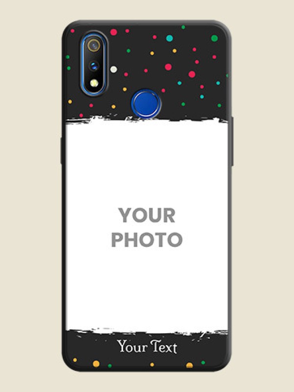 Custom Multicolor Dotted Pattern with Text on Space Black Custom Soft Matte Phone Back Cover - Realme 3 Pro - alternate view