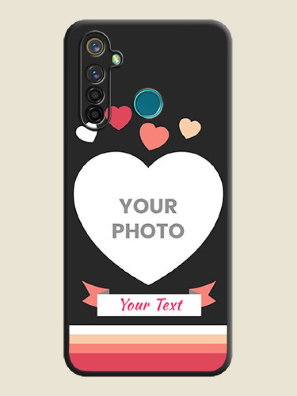 Custom Love Shaped Photo with Colorful Stripes on Personalised Space Black Soft Matte Cases - Realme 5 Pro - alternate view