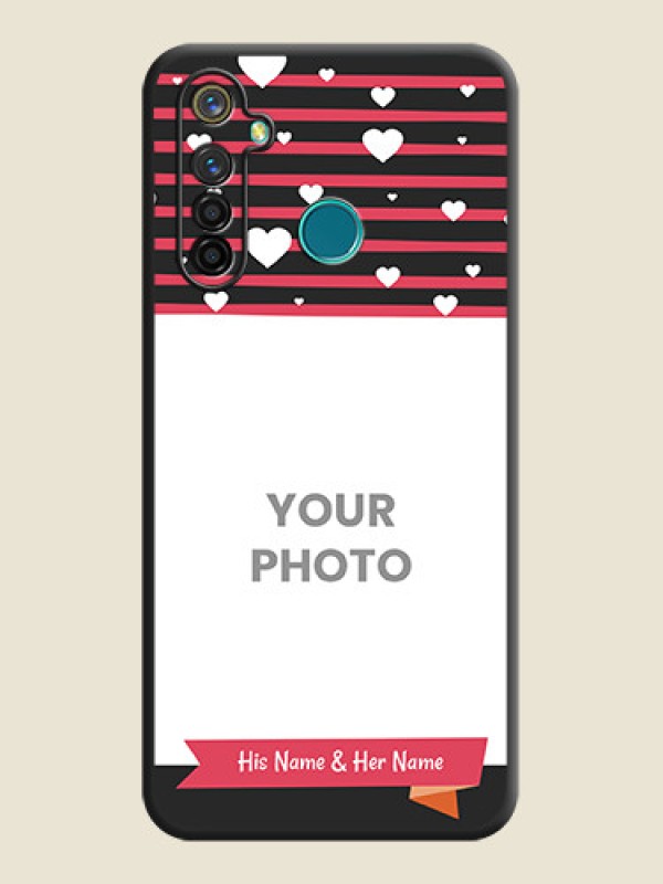 Custom White Color Love Symbols with Pink Lines Pattern on Space Black Custom Soft Matte Phone Cases - Realme 5 Pro - alternate view