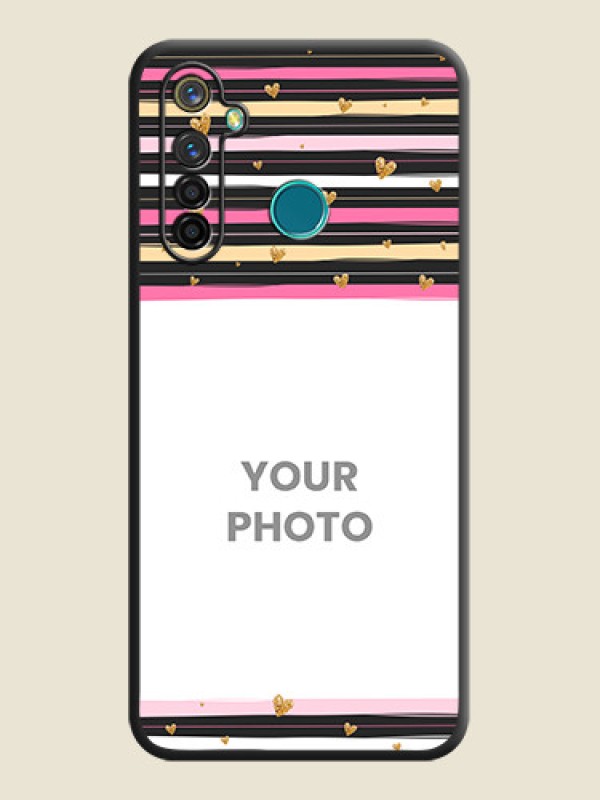 Custom Multicolor Lines and Golden Love Symbols Design - Photo on Space Black Soft Matte Mobile Cover - Realme 5 Pro - alternate view