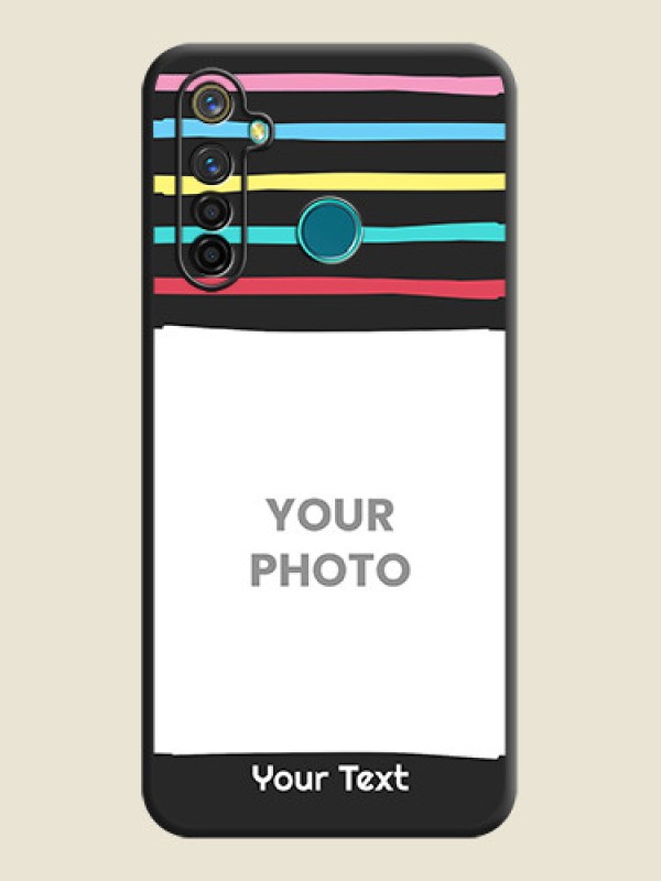 Custom Multicolor Lines with Image on Space Black Personalized Soft Matte Phone Covers - Realme 5 Pro - alternate view