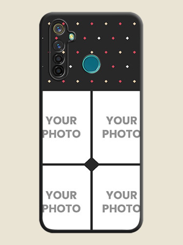 Custom Multicolor Dotted Pattern with 4 Image Holder on Space Black Custom Soft Matte Phone Cases - Realme 5 Pro - alternate view