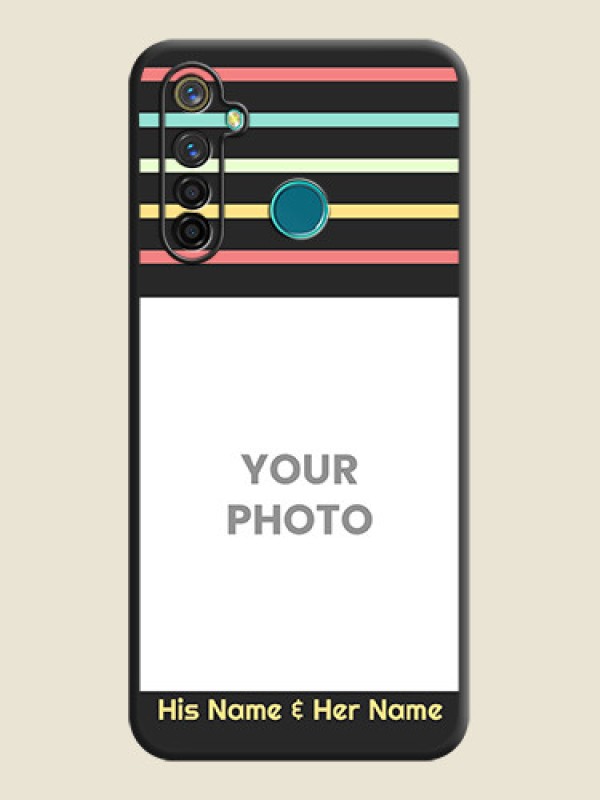 Custom Color Stripes with Photo and Text - Photo on Space Black Soft Matte Mobile Case - Realme 5 Pro - alternate view