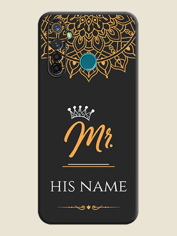 Custom Mr Name with Floral Design  on Personalised Space Black Soft Matte Cases - Realme 5 Pro - alternate view