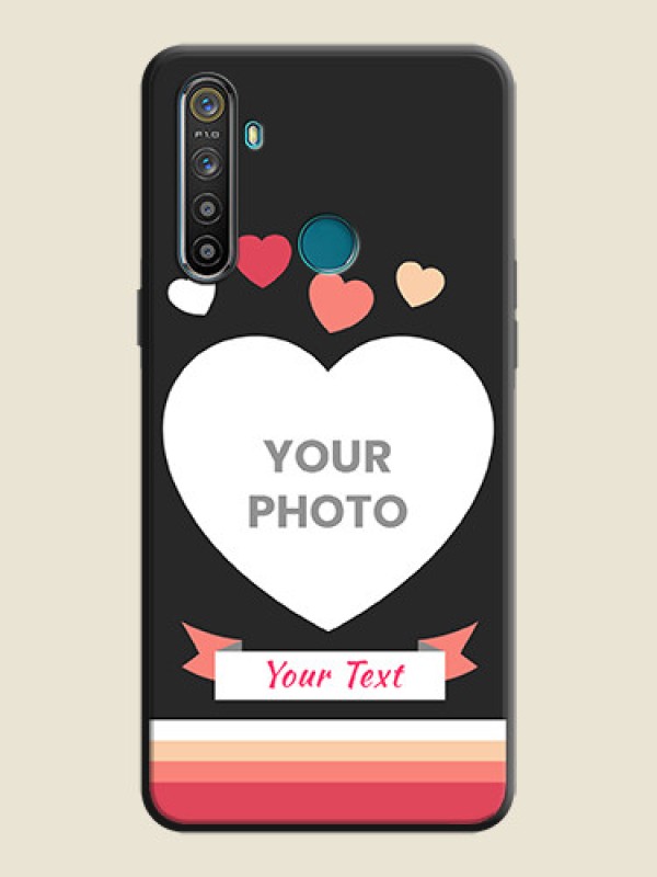 Custom Love Shaped Photo with Colorful Stripes on Personalised Space Black Soft Matte Cases - Realme 5 - alternate view