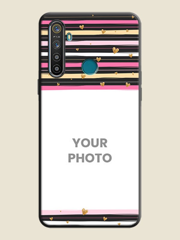 Custom Multicolor Lines and Golden Love Symbols Design - Photo on Space Black Soft Matte Mobile Cover - Realme 5 - alternate view