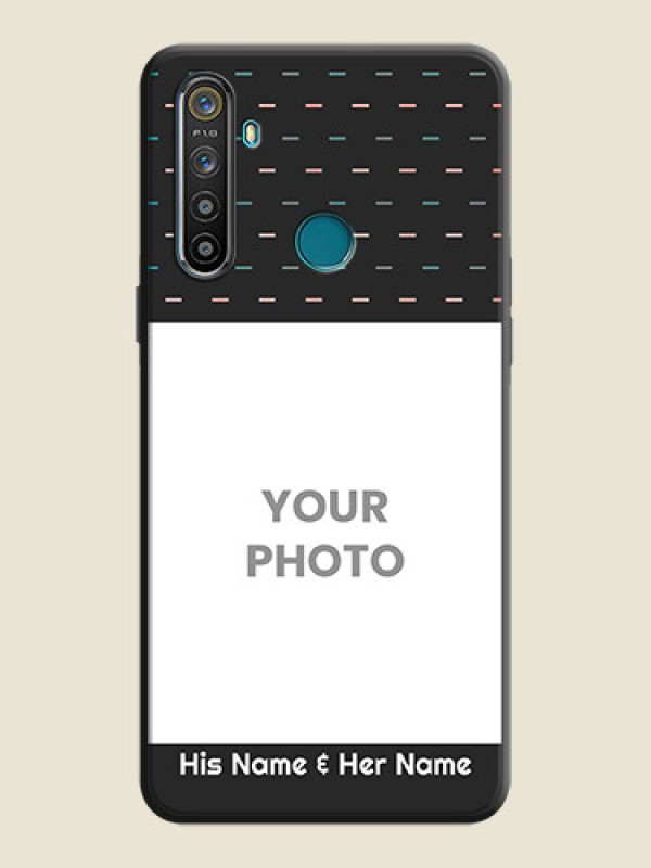 Custom Line Pattern Design with Text on Space Black Custom Soft Matte Phone Back Cover - Realme 5 - alternate view
