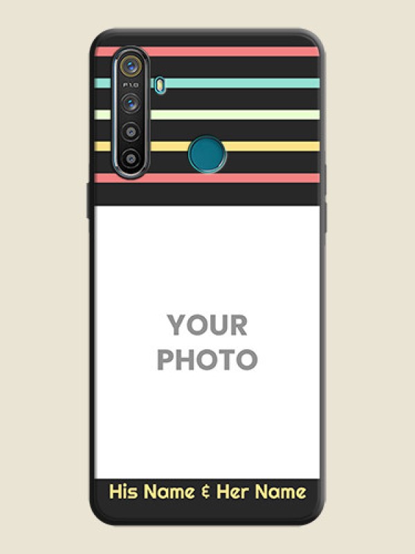 Custom Color Stripes with Photo and Text - Photo on Space Black Soft Matte Mobile Case - Realme 5 - alternate view