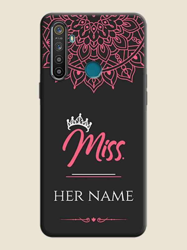 Custom Mrs Name with Floral Design on Space Black Personalized Soft Matte Phone Covers - Realme 5 - alternate view