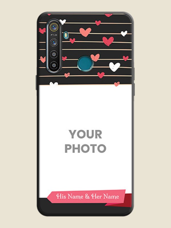 Custom Love Pattern with Name on Pink Ribbon  - Photo on Space Black Soft Matte Back Cover - Realme 5I - alternate view
