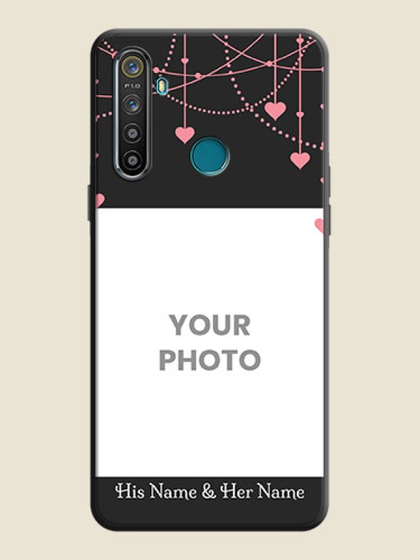 Custom Pink Love Hangings with Text on Space Black Custom Soft Matte Back Cover - Realme 5I - alternate view