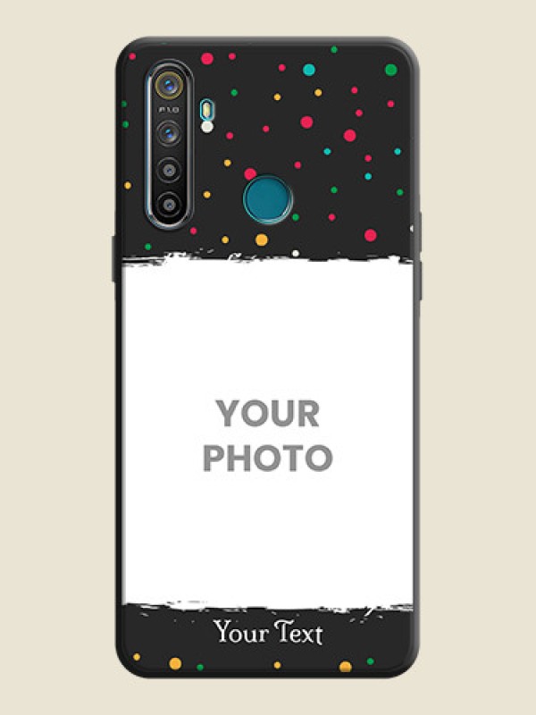 Custom Multicolor Dotted Pattern with Text on Space Black Custom Soft Matte Phone Back Cover - Realme 5I - alternate view
