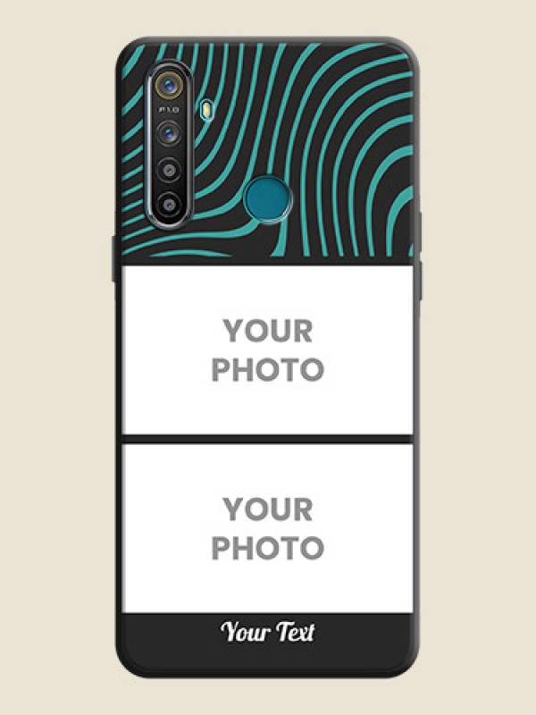 Custom Wave Pattern with 2 Image Holder on Space Black Personalized Soft Matte Phone Covers - Realme 5I - alternate view