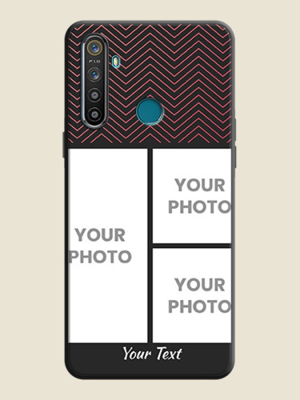 Custom Wave Pattern with 3 Image Holder on Space Black Custom Soft Matte Back Cover - Realme 5I - alternate view