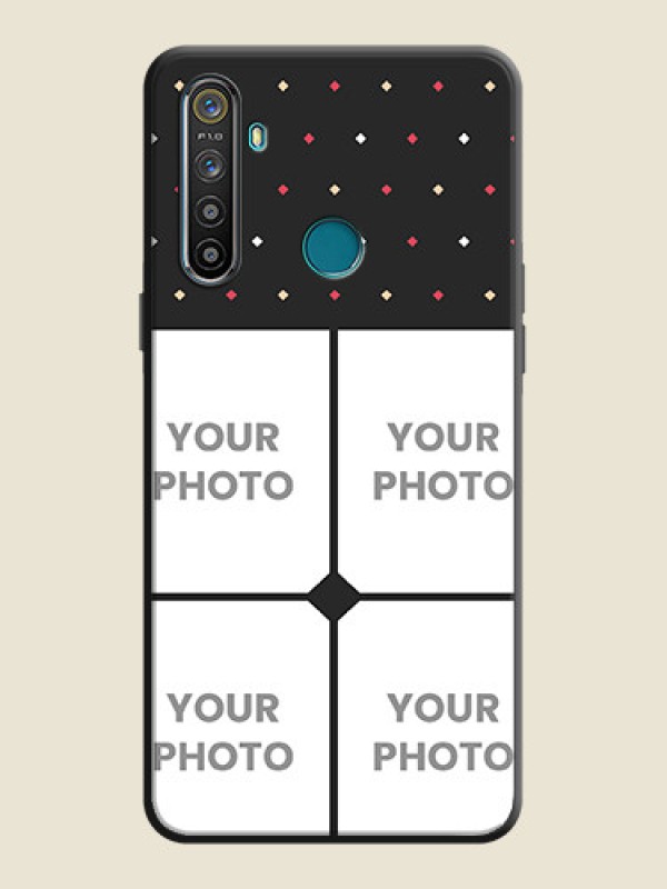 Custom Multicolor Dotted Pattern with 4 Image Holder on Space Black Custom Soft Matte Phone Cases - Realme 5I - alternate view