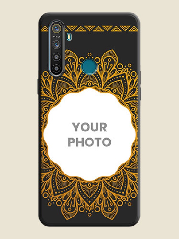 Custom Round Image with Floral Design - Photo on Space Black Soft Matte Mobile Cover - Realme 5I - alternate view
