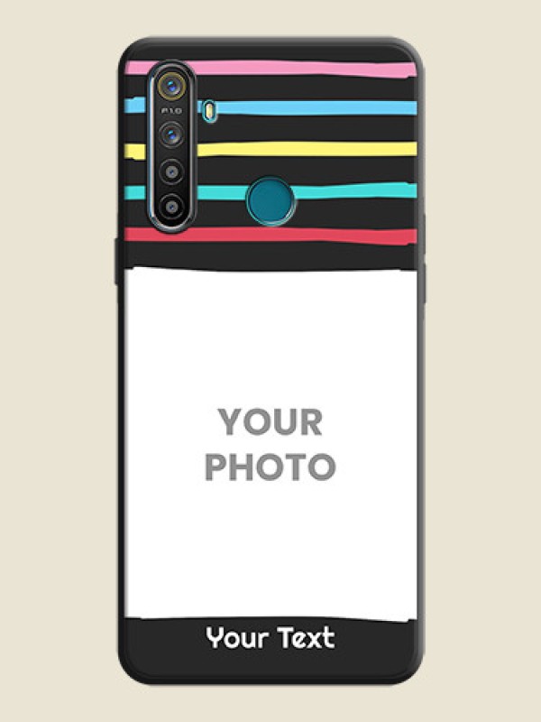Custom Multicolor Lines with Image on Space Black Personalized Soft Matte Phone Covers - Realme 5S - alternate view