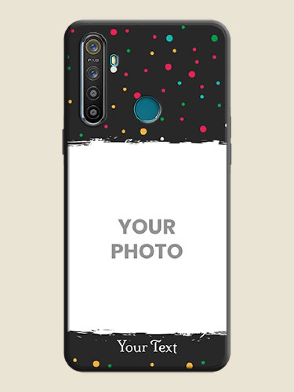 Custom Multicolor Dotted Pattern with Text on Space Black Custom Soft Matte Phone Back Cover - Realme 5S - alternate view