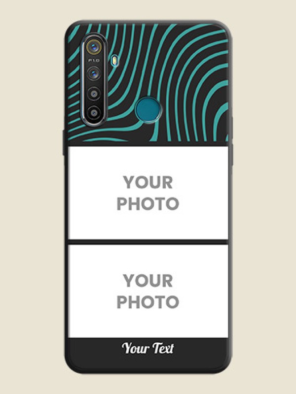 Custom Wave Pattern with 2 Image Holder on Space Black Personalized Soft Matte Phone Covers - Realme 5S - alternate view