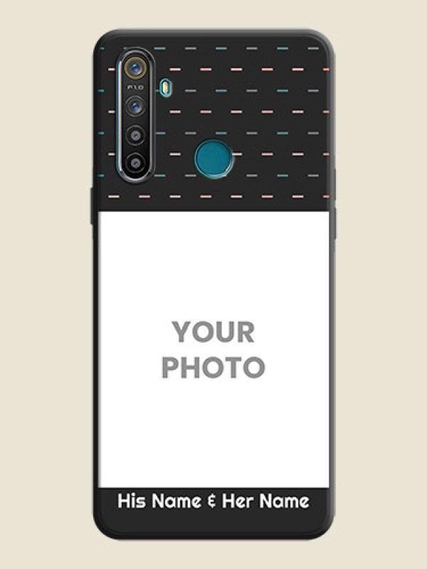 Custom Line Pattern Design with Text on Space Black Custom Soft Matte Phone Back Cover - Realme 5S - alternate view