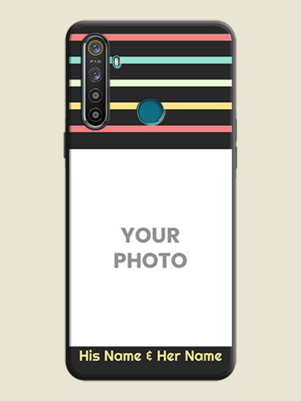 Custom Color Stripes with Photo and Text - Photo on Space Black Soft Matte Mobile Case - Realme 5S - alternate view