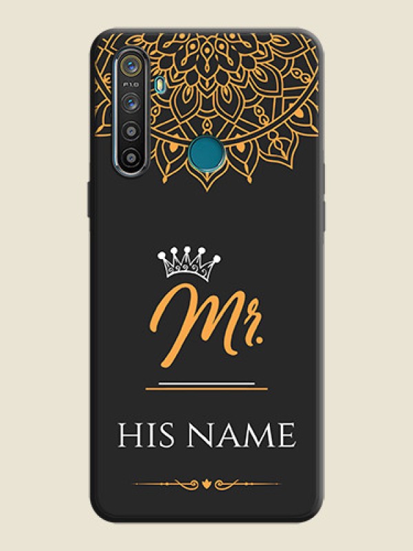 Custom Mr Name with Floral Design  on Personalised Space Black Soft Matte Cases - Realme 5S - alternate view