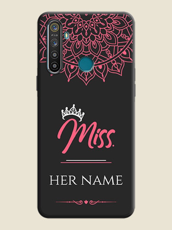 Custom Mrs Name with Floral Design on Space Black Personalized Soft Matte Phone Covers - Realme 5S - alternate view