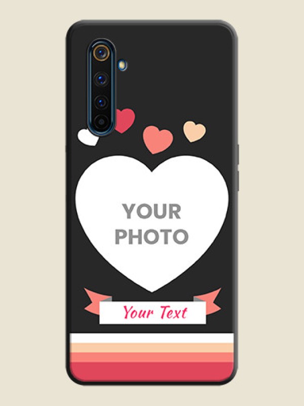 Custom Love Shaped Photo with Colorful Stripes on Personalised Space Black Soft Matte Cases - Realme 6 Pro - alternate view