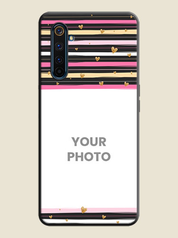 Custom Multicolor Lines and Golden Love Symbols Design - Photo on Space Black Soft Matte Mobile Cover - Realme 6 Pro - alternate view
