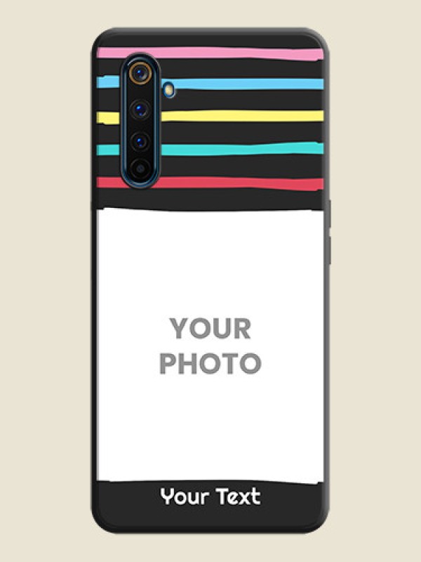 Custom Multicolor Lines with Image on Space Black Personalized Soft Matte Phone Covers - Realme 6 Pro - alternate view