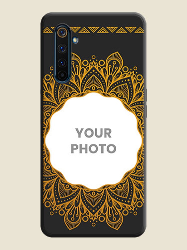 Custom Round Image with Floral Design - Photo on Space Black Soft Matte Mobile Cover - Realme 6 Pro - alternate view