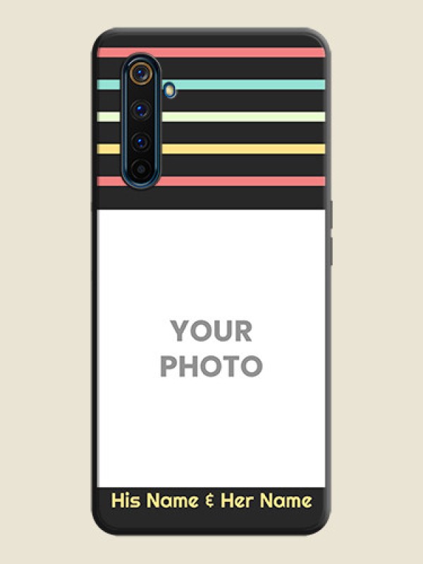 Custom Color Stripes with Photo and Text - Photo on Space Black Soft Matte Mobile Case - Realme 6 Pro - alternate view