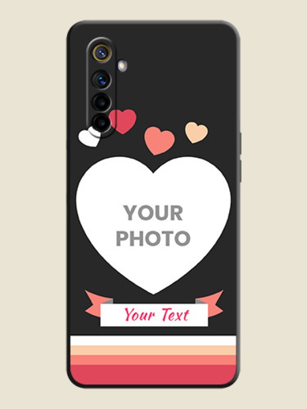 Custom Love Shaped Photo with Colorful Stripes on Personalised Space Black Soft Matte Cases - Realme 6 - alternate view