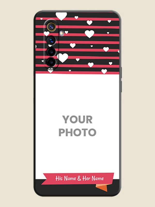 Custom White Color Love Symbols with Pink Lines Pattern on Space Black Custom Soft Matte Phone Cases - Realme 6 - alternate view