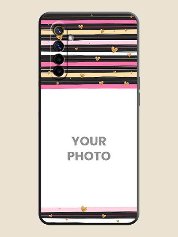 Custom Multicolor Lines and Golden Love Symbols Design - Photo on Space Black Soft Matte Mobile Cover - Realme 6 - alternate view