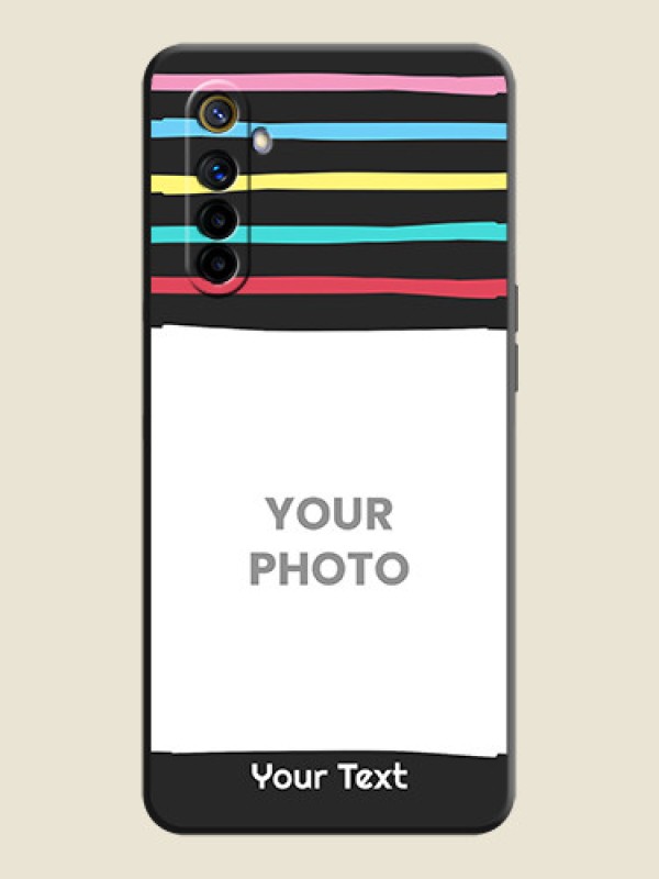 Custom Multicolor Lines with Image on Space Black Personalized Soft Matte Phone Covers - Realme 6 - alternate view