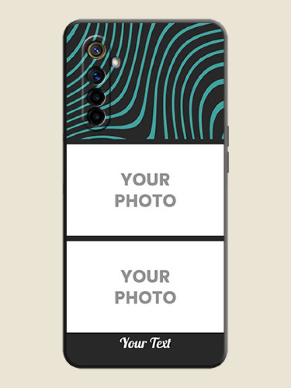 Custom Wave Pattern with 2 Image Holder on Space Black Personalized Soft Matte Phone Covers - Realme 6 - alternate view