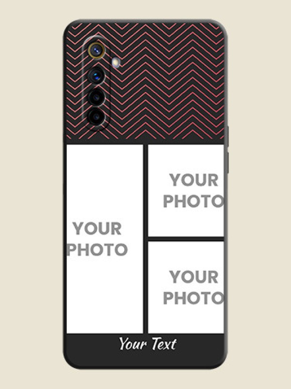 Custom Wave Pattern with 3 Image Holder on Space Black Custom Soft Matte Back Cover - Realme 6 - alternate view