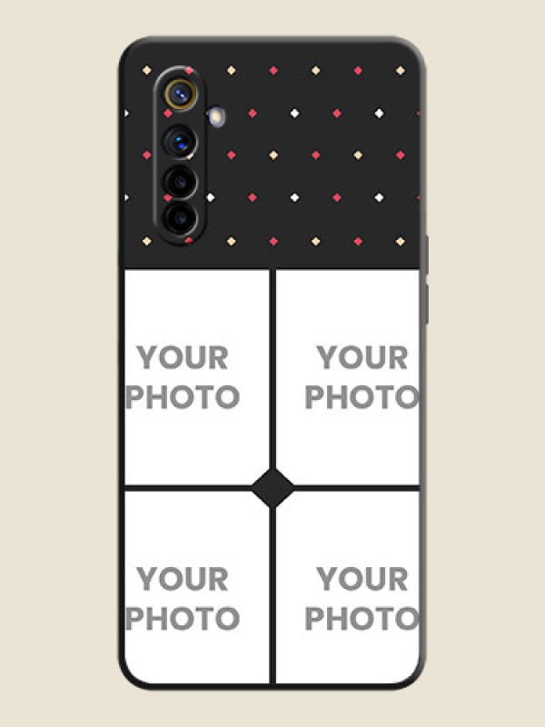 Custom Multicolor Dotted Pattern with 4 Image Holder on Space Black Custom Soft Matte Phone Cases - Realme 6 - alternate view