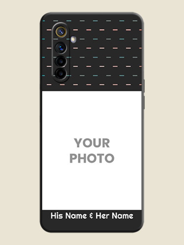 Custom Line Pattern Design with Text on Space Black Custom Soft Matte Phone Back Cover - Realme 6 - alternate view