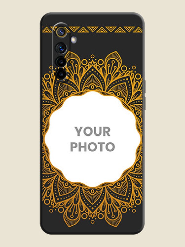 Custom Round Image with Floral Design - Photo on Space Black Soft Matte Mobile Cover - Realme 6 - alternate view
