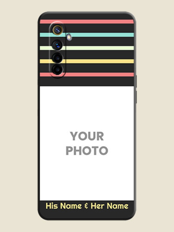 Custom Color Stripes with Photo and Text - Photo on Space Black Soft Matte Mobile Case - Realme 6 - alternate view