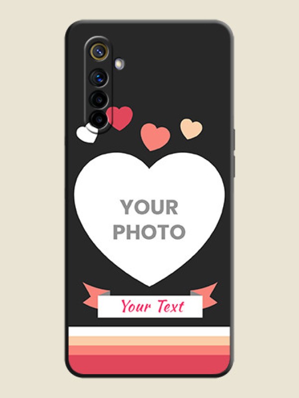 Custom Love Shaped Photo with Colorful Stripes on Personalised Space Black Soft Matte Cases - Realme 6i - alternate view