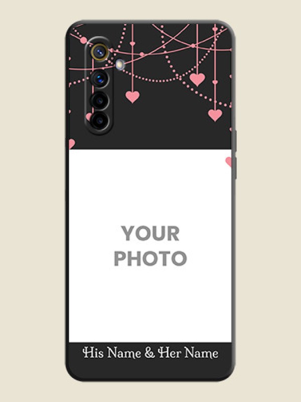 Custom Pink Love Hangings with Text on Space Black Custom Soft Matte Back Cover - Realme 6i - alternate view