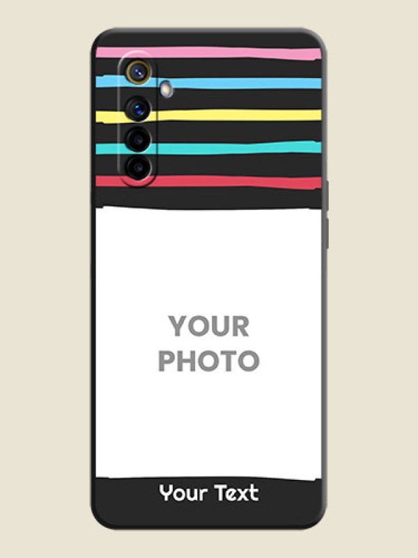 Custom Multicolor Lines with Image on Space Black Personalized Soft Matte Phone Covers - Realme 6i - alternate view